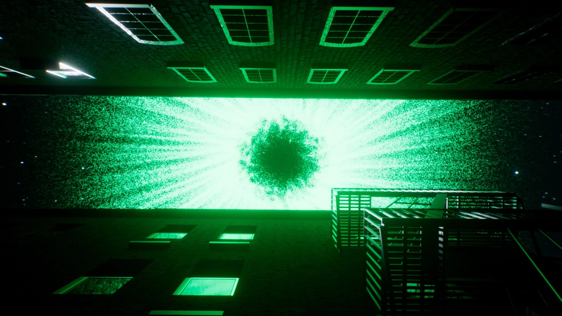 Zeph in a room lit from below